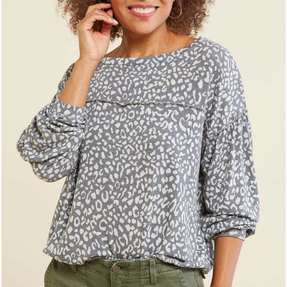 ❄️Peyton Jensen XS, Lightweight Leopard Knit Oversized Sweater